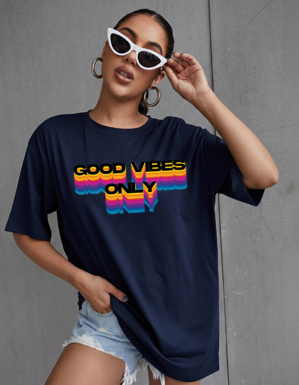 GOOD VIBES SIMPLE OVERSIZED T-SHIRT