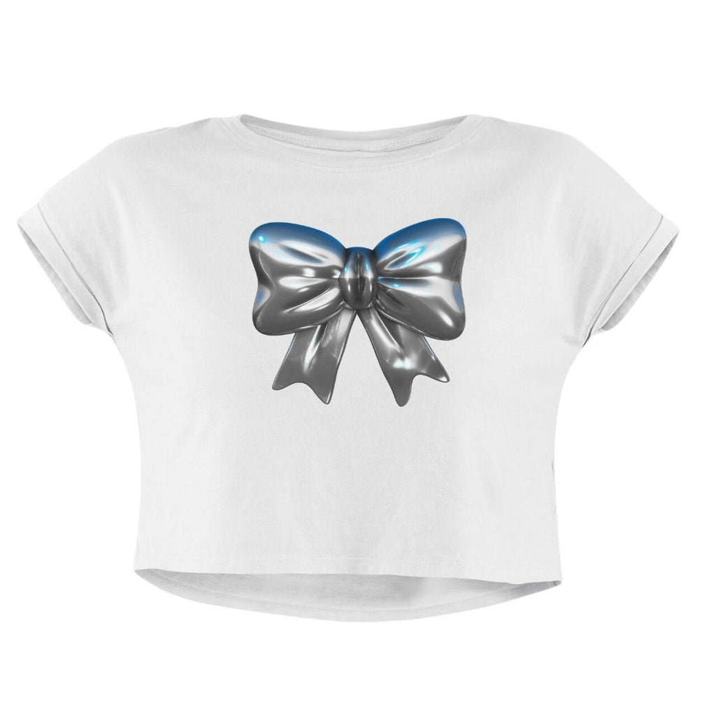 METALLIC BOW CROP TOP