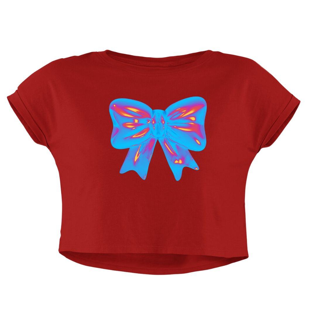PINK BLUE BOW CROP TOP