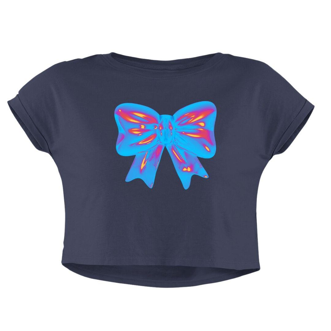 PINK BLUE BOW CROP TOP